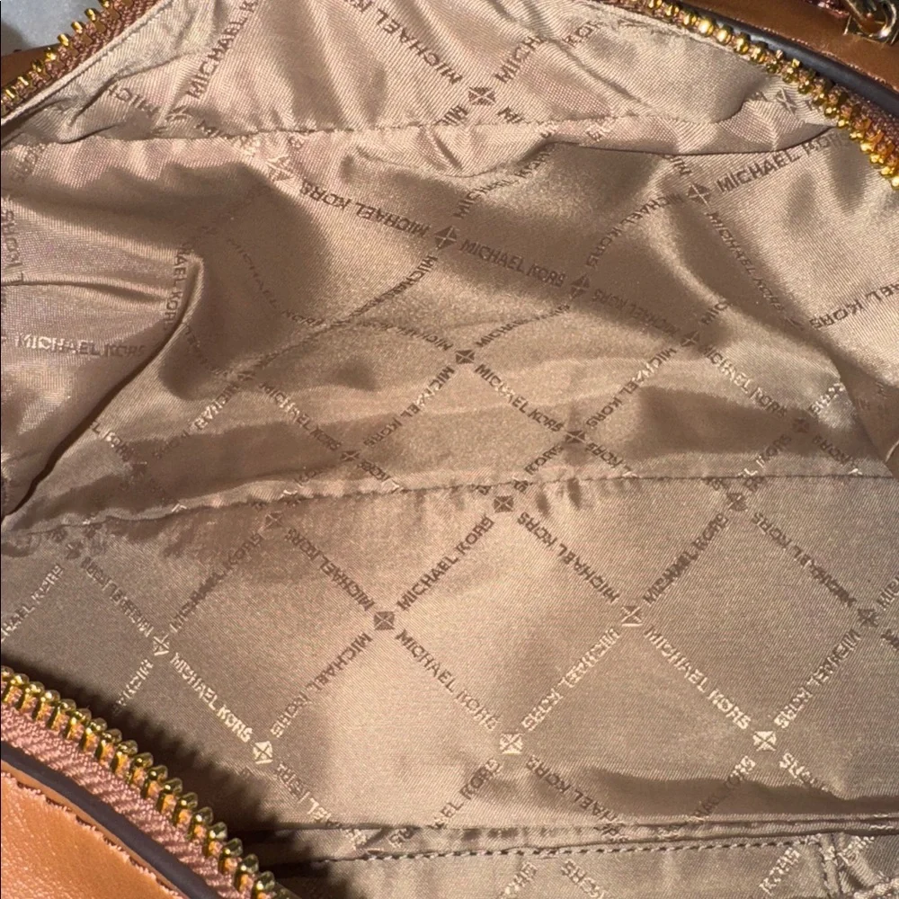 Michael Kors Jet Set Signature Brown Leather Satchel Crossbody